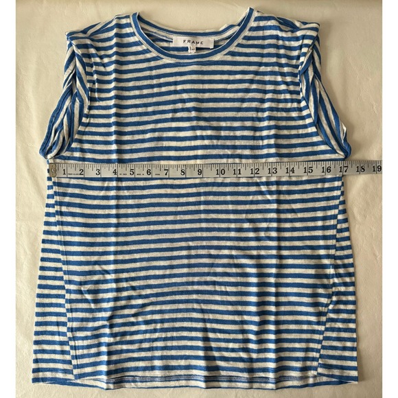 FRAME Roll Cuff Organic Linen Muscle in Jet Stream Multi Size S - Picture 10 of 11